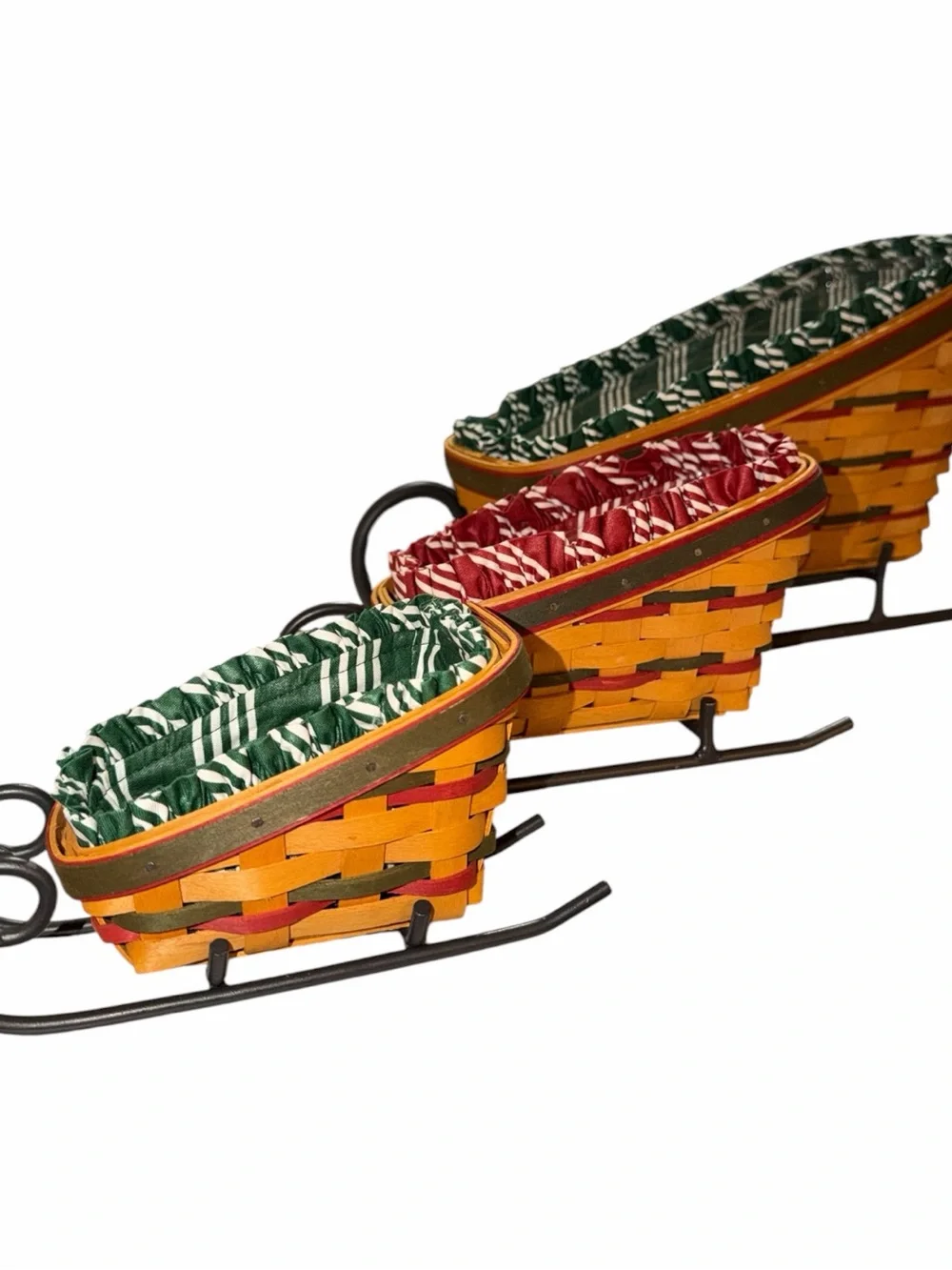 Longaberger Sled Basket Set of 3- small, medium, & large